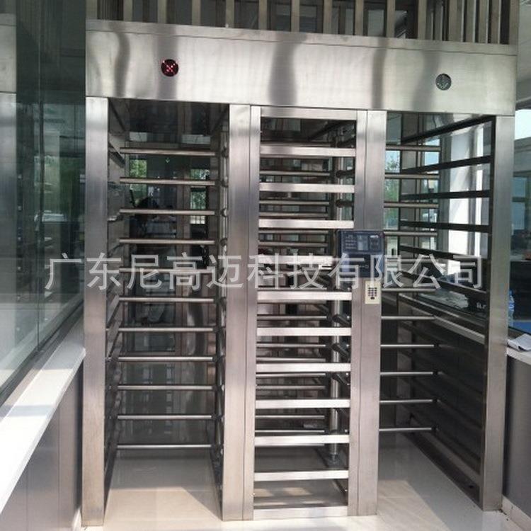 Fingerprint recognition full-height turnstile factory access control attendance stainless steel fence rotating channel 90-degree cross gate