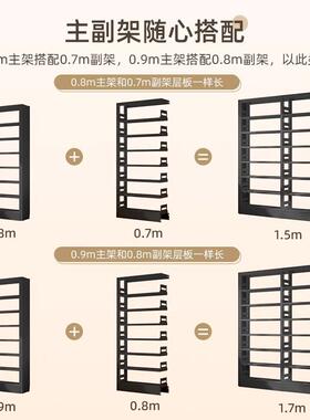 家用图书馆钢制书架落地置物架儿童书柜绘本架客厅简约铁艺储物架