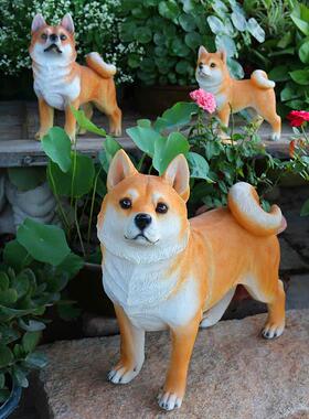 宠物狗柴犬模型秋田犬摆件庭院花园客厅家居装饰动物雕塑造型手工