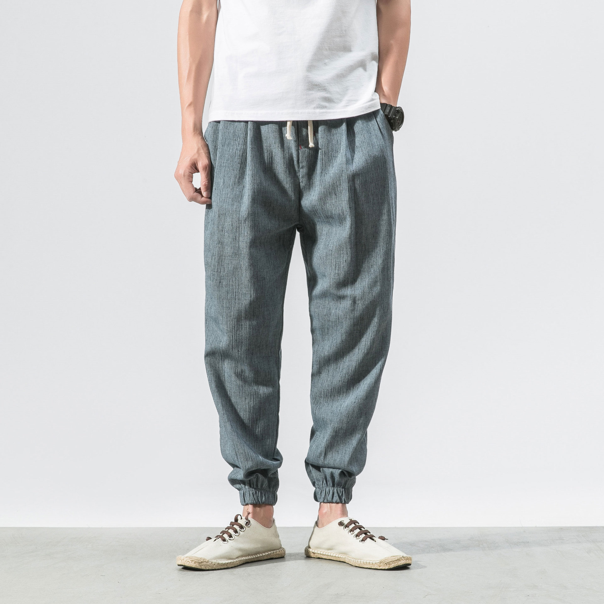 Trendy pants, large size, medium lantern pants, men's linen - 图3