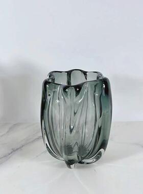 现代绿色杨桃琉璃花器售楼处客厅茶几餐厅餐桌装饰品摆件