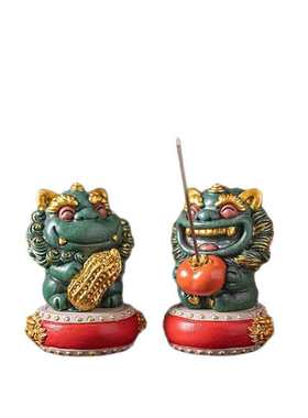 招财石狮子一对可按系好事发生工艺品摆件公司个人伴手礼