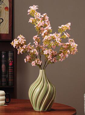 花美式复古螺花摆件陶瓷插花干花器瓶客厅螺纹花瓶玄关家居电视纹