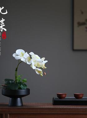 新艺式蝴蝶兰假仿真花摆件餐桌盆栽花摆设客厅盆景中桌2024014面