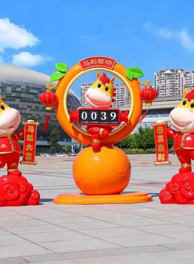 2026马年春节生肖马造型玻璃钢雕塑装饰大摆件红色新年吉祥物户外