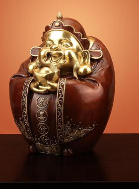 正品《福星高照》文财供神爷摆件全铜客厅像家用店铺开张佛奉神像