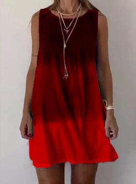 Women's gradient printed vest dress