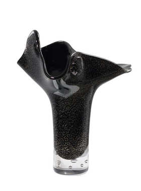 不规则酒店花宿琉璃器民金箔软样板间现代摆件装简约桌面花瓶黑色