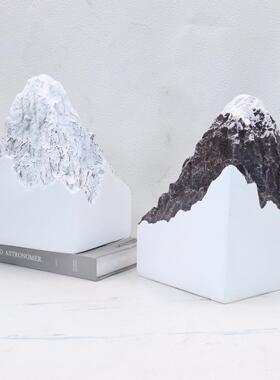 现新中式抽象假山雕塑艺术品酒店玄关公室大班台雪山软装摆件