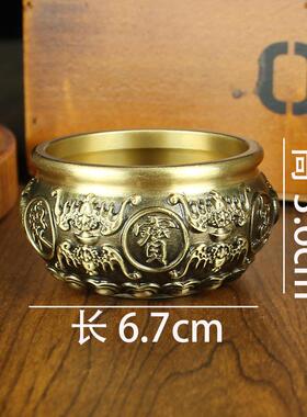 新款直销黄铜聚宝盆办公室客厅创意复古双鱼米缸金属工艺品铜器纯