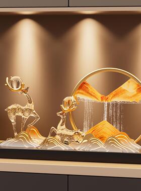 轻奢招财鹿礼摆新中式客厅玄玻璃电C-110视柜家件居办公室装饰乔