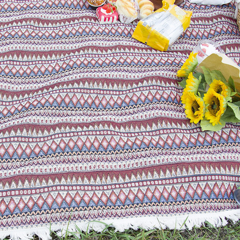 品质ins风波西米亚复古民族风涤棉色织野餐垫户外露营防潮垫,淘宝优惠券,粉丝福利购,淘宝优惠卷