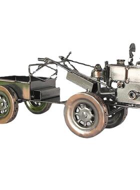 现货铁艺复古摆件质感金属手扶拖拉机模型带斗可滑动旋转二色选择