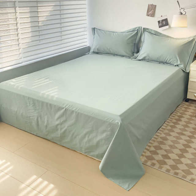 Solid color pure cotton bed sheets single piece spring and autumn simple dormitory women thickened plain color 100 full cotton quilt single pillowcase three piece set 3