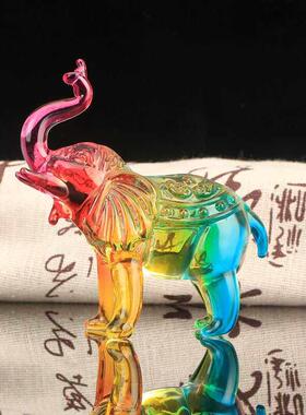 水晶大象摆件吉祥如意对象家居客厅公司办公室装饰品开业乔迁礼品