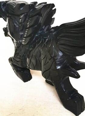高档220然5新款天黑墨玉麒麟客厅现代简约风礼玉摆件品家居装饰
