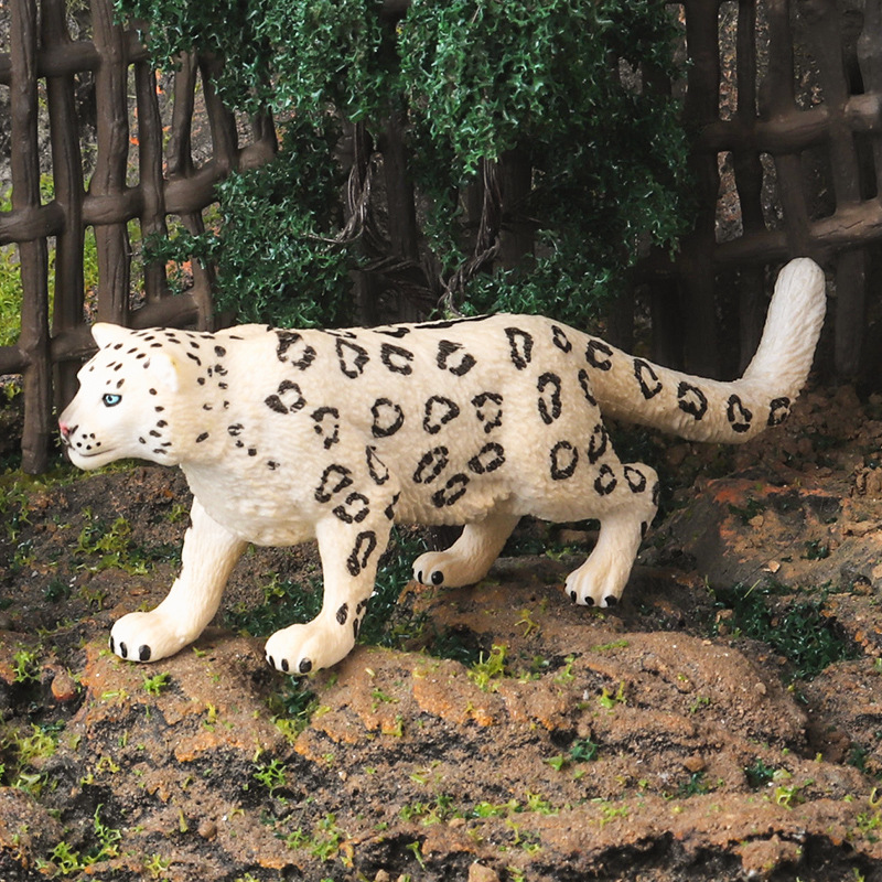 跨境仿真动物模型野生动物园实心雪豹儿童科教认知玩具客厅摆件 - 图0