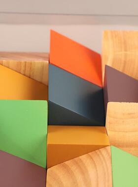现代简约几何亚克力实件居木积木拼接艺术1912装饰摆客玄关家装饰