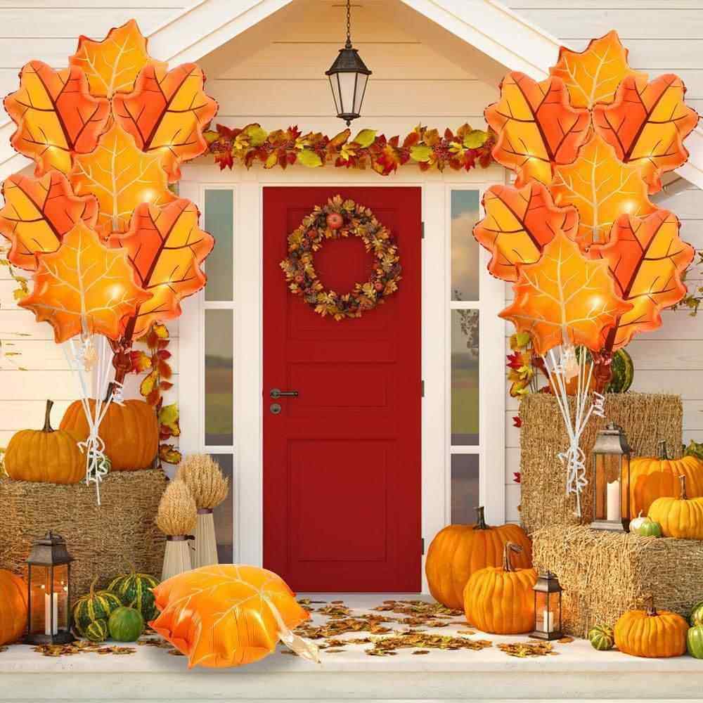 感恩节秋季主题装饰枫叶形状铝膜气球家庭聚会户外拱门布置气球束,淘宝优惠券,粉丝福利购,淘宝优惠卷