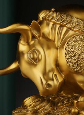 铜牛摆件纯铜牛纳财神牛摆件招财牛势办公室客厅礼品旺市牛大号