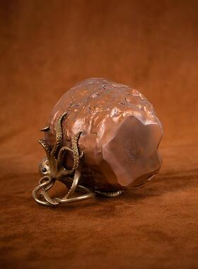 春工造物复古章鱼杯子水杯咖啡杯茶桌摆件原创八爪鱼铜杯纯手工