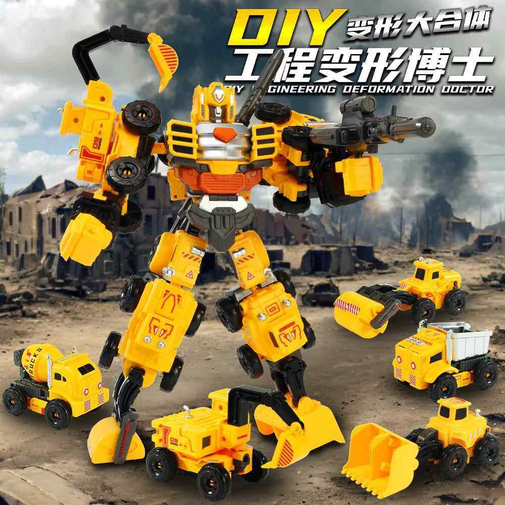 儿童工程车金刚变形玩具大号挖土吊车挖掘机五合体机器人男孩礼物,淘宝优惠券,粉丝福利购,淘宝优惠卷