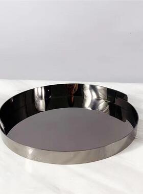 现代金圆形属几何托盘金茶属摆收件样baochen-板间摆件家居售楼部