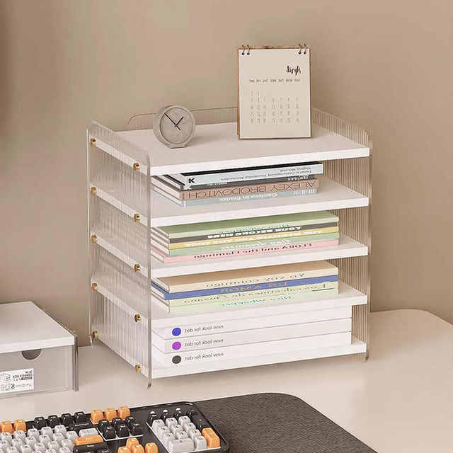 Acrylic bookshelf desktop storage box children's desk office vertical multi-layer layered easy