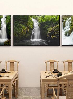高山流水瀑布装饰画客厅玄关山水流水生财挂画公司办公室风水壁画