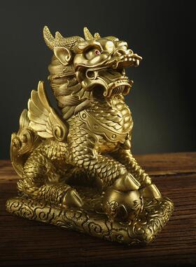 铜财富麒麟摆件 铜5623麟麒摆 麒麟礼件 厂家 工艺品品 家居摆件