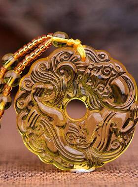 碧绿玉色貔貅吊坠草龙祥云貔貅黑曜石白玉浅绿项链新中式项链饰品