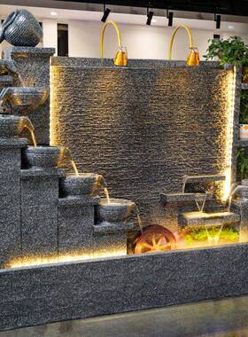 假山流水喷泉水幕墙流水墙别墅庭院水景屏风公司花园景观装饰摆饰