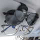 Car glasses clip leather sun multi-function sun visor bill card storage car sunglasses box clip holder