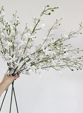 5叉大枝万代兰假花仿真花兰花蝴蝶兰跳舞兰黄色家居装饰落地插花