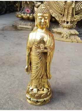 高档纯铜南无阿弥陀佛像接引摆佛摆件家奉居供属猪属狗本佛命设