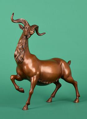 紫铜中式自在羊摆件生肖羊工艺品家居办公室装饰品开业店铺摆