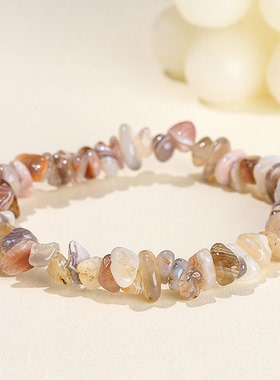 新水晶碎半成品手链随型不规则原矿玉头女饰