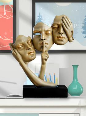北欧创意人不物w8000-11像雕塑装饰头品摆件客厅办室公雕工艺品说