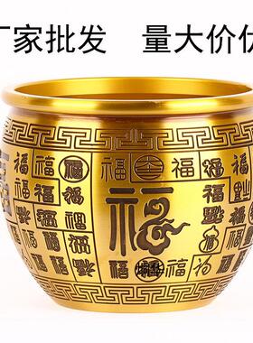 黄铜制作黄色百福缸铜缸工艺品摆件聚宝缸厂家