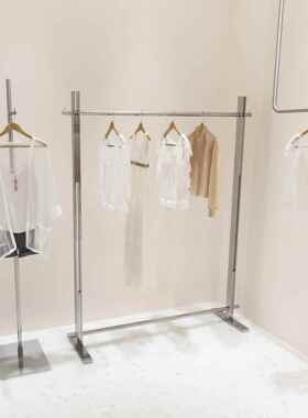 服装店展示架加厚不锈钢中岛架落地挂衣架可移动女装店陈列架定制