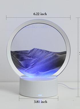 3D立体玻璃流沙画床头灯解压液体办公室摆件送礼品跨境遥控小夜灯