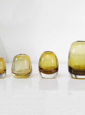 轻奢北欧INS风小巧小口厚水晶玻璃花瓶样板房家居软装饰餐桌摆件