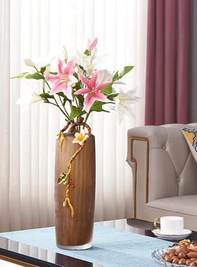 轻奢风珐琅彩花瓶家用桌面干花插花摆设客厅电视柜装饰办公室摆件