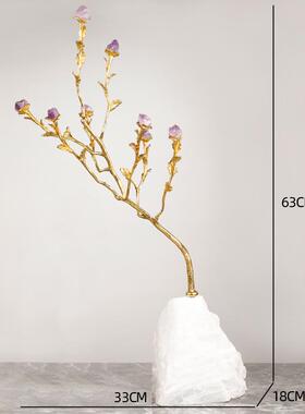 新款天然水晶招绿意萤家居摆件轻奢客厅玄关创装饰电石视柜办公室