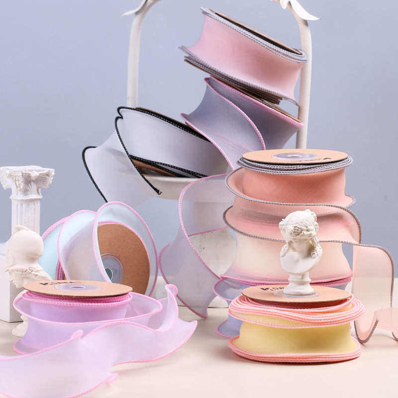 彩边雪纺透纱织带 DIY蝴蝶结发饰花店鲜花包装双边烤边鱼尾纱带,淘宝优惠券,粉丝福利购,淘宝优惠卷