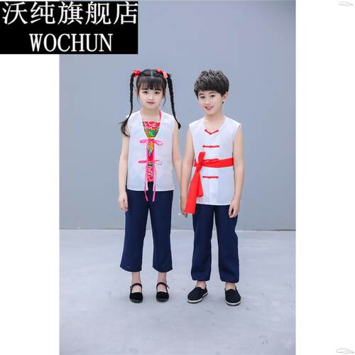 儿童游击队表演服抗日小英雄雨来服王二小放牛娃演出舞蹈服装衣服 - 图1
