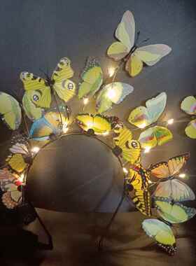 亚马逊发光发箍圣诞节蝴蝶头箍演唱会头饰景区夜市旅游景货源