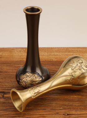 117黄花瓶摆家居客件厅装插饰品铜创意摆件花摆设