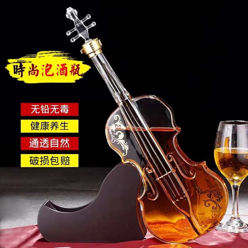 Violin shape hollow bubble wine empty bottle bubble wine sealed empty bottle high-end special-shaped wine bottle glass bubble wine bottle