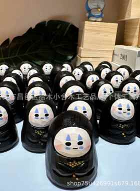 卡通摆件纯手工礼品无脸男宫崎骏可爱创意工艺品木雕拾木小舍